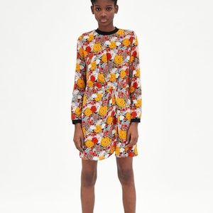 ZARA print dress with ribbed trim